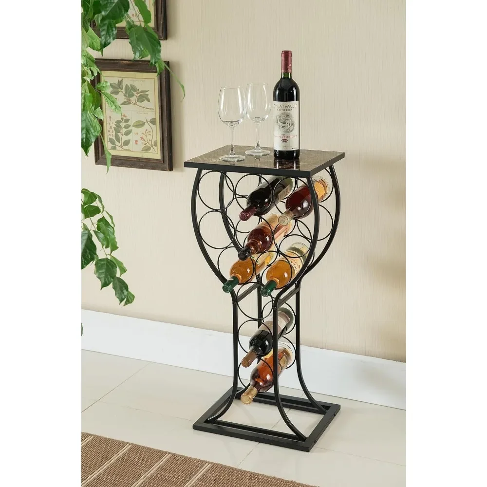 

Kings Brand Furniture - Metal with Marble Finish Top Wine Storage Organizer Display Rack Table