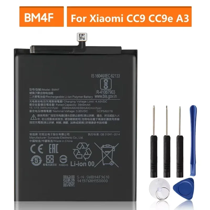 

2024 Производство Сменной аккумулятор для телефона BM4F для Xiaomi CC9 CC9e CC9 e Mi A3 Mi9 Lite Литий-ионные аккумуляторы 4030 мАч