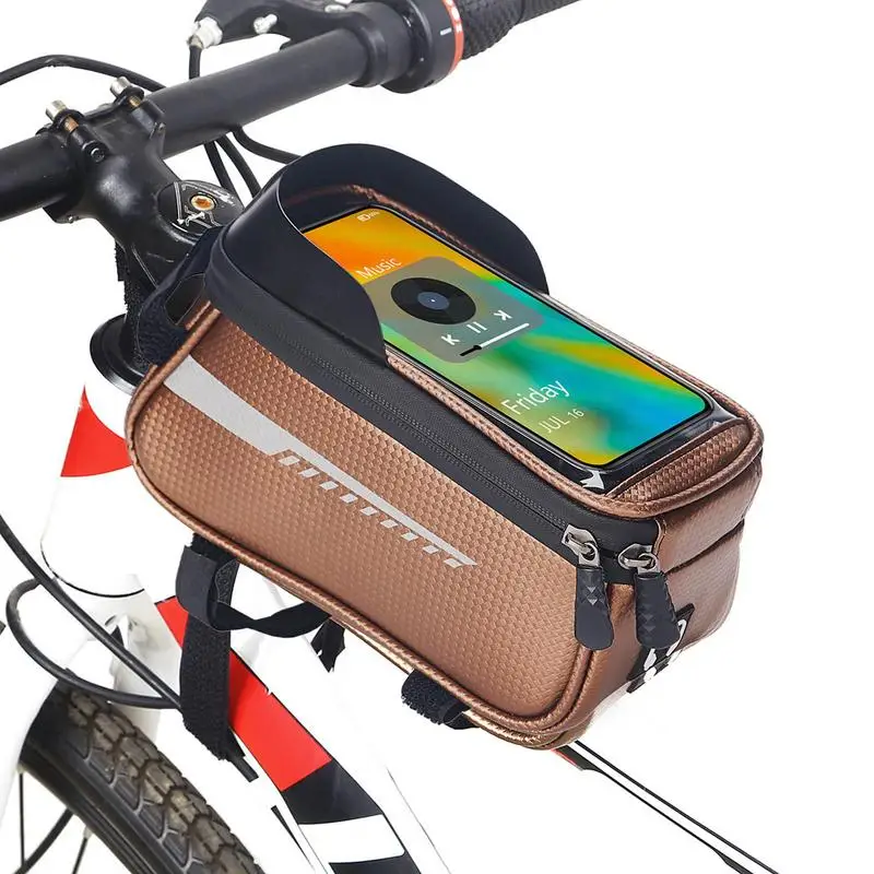 

Cycling Cell Phone Holder Cycling Front Top Tube Pouch With Sun-Visor Cover Waterproof Scooter Accessories Phone Stand For