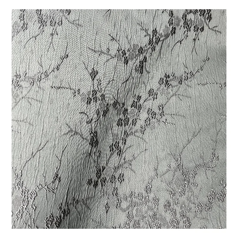 Grey Twig Plum Blossom New Chinese Qipao Jacquard Fabric Texture Creative Clothing Skirt Coat Designer Fabric