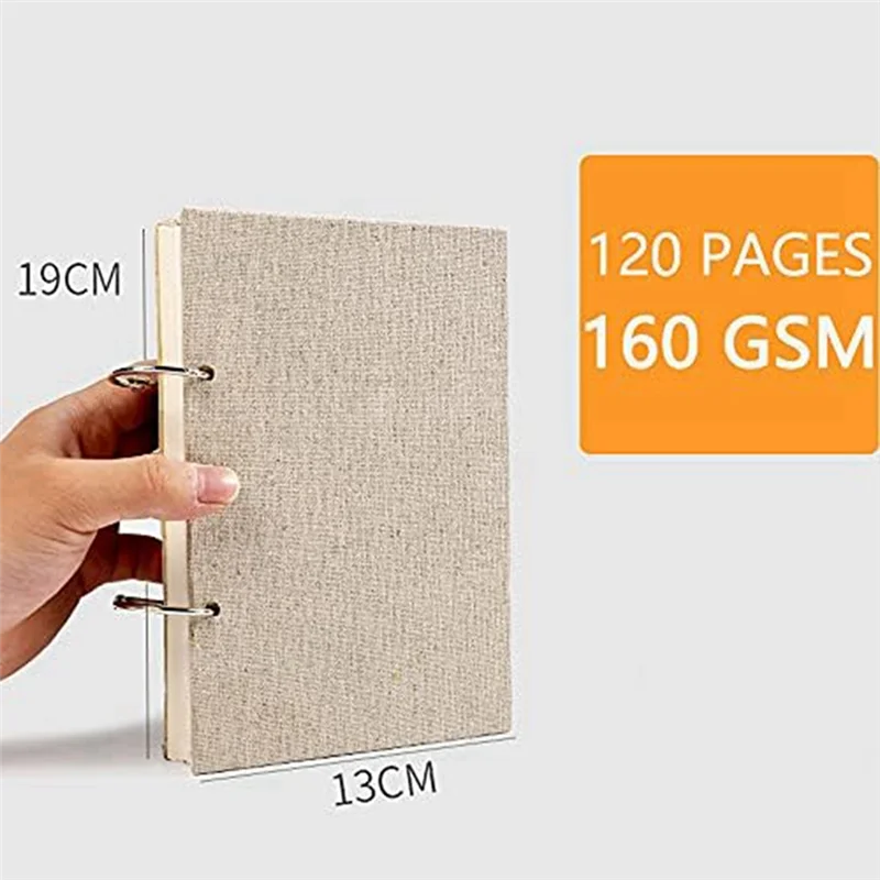 SR-レトロスパイラルスケッチブックリネンハードカバー120ページ160GSM厚い詰め替え可能なルーズリーフノートブック(32K)