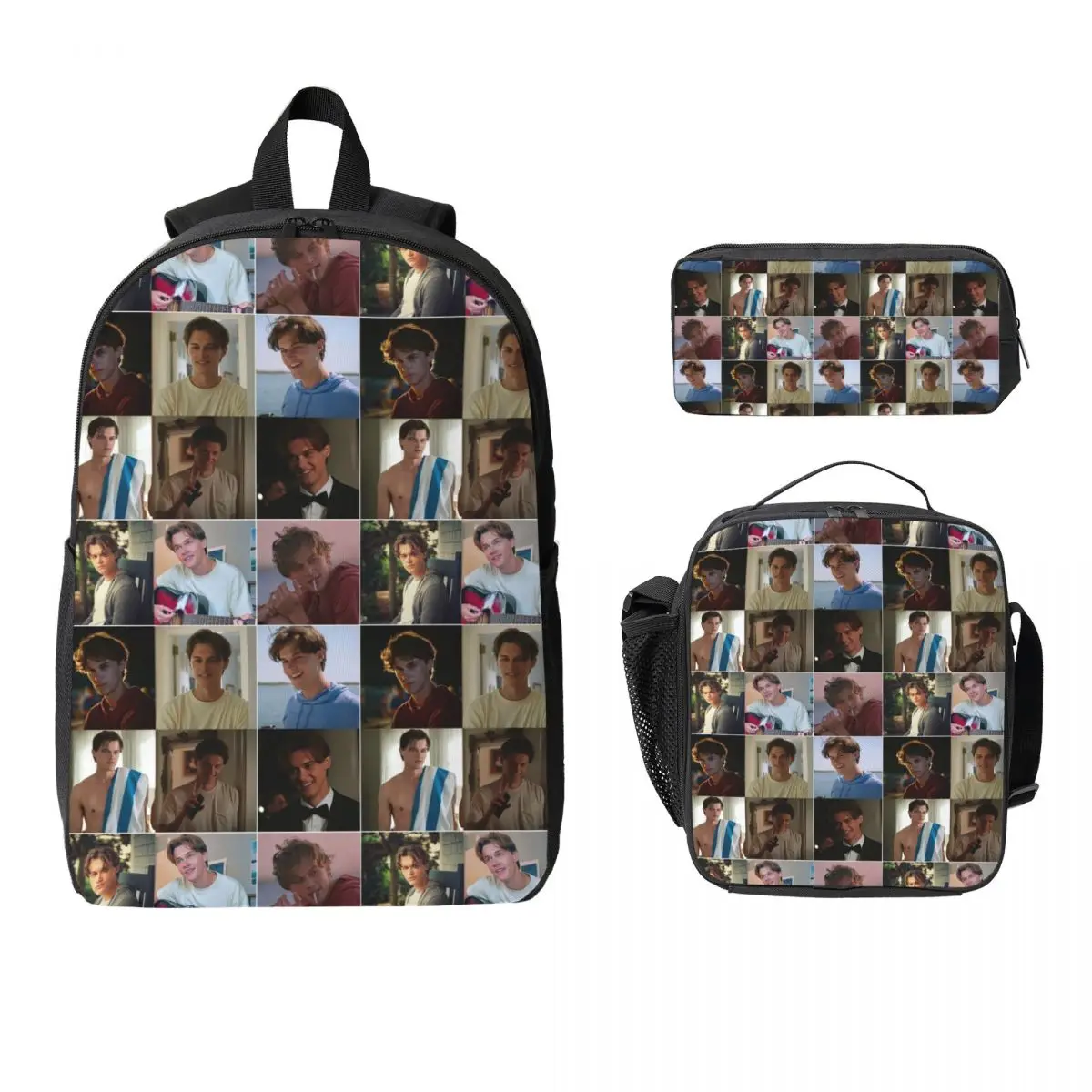 

Conrad Fisher Collage Backpack Student Boys Girls BookBag School Bag Computer Shoulder Bags 3ps Insulated Lunch Bag Pencil Case