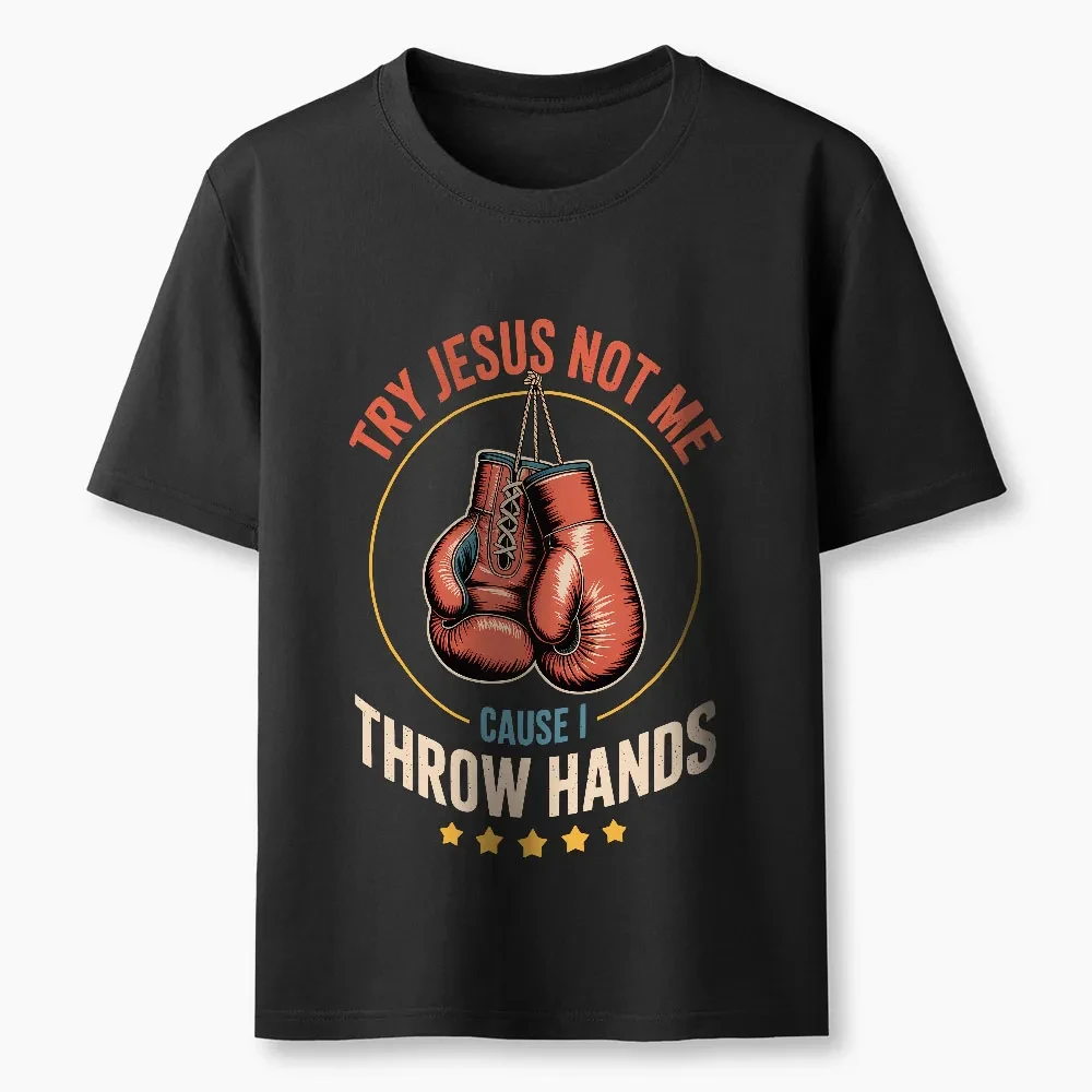2026 Fashionable Street Summer T-shirt Looking for Jesus Because I Can Wave and Hit People with A Versatile T-shirt Design