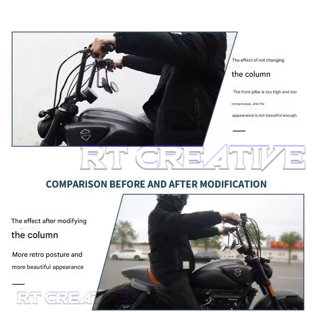 Big Round Monkey Style High Rise Handlebar Modified Steering Bar For VOGE CU525 CU-525 525CU Motorbike Upgrade Parts