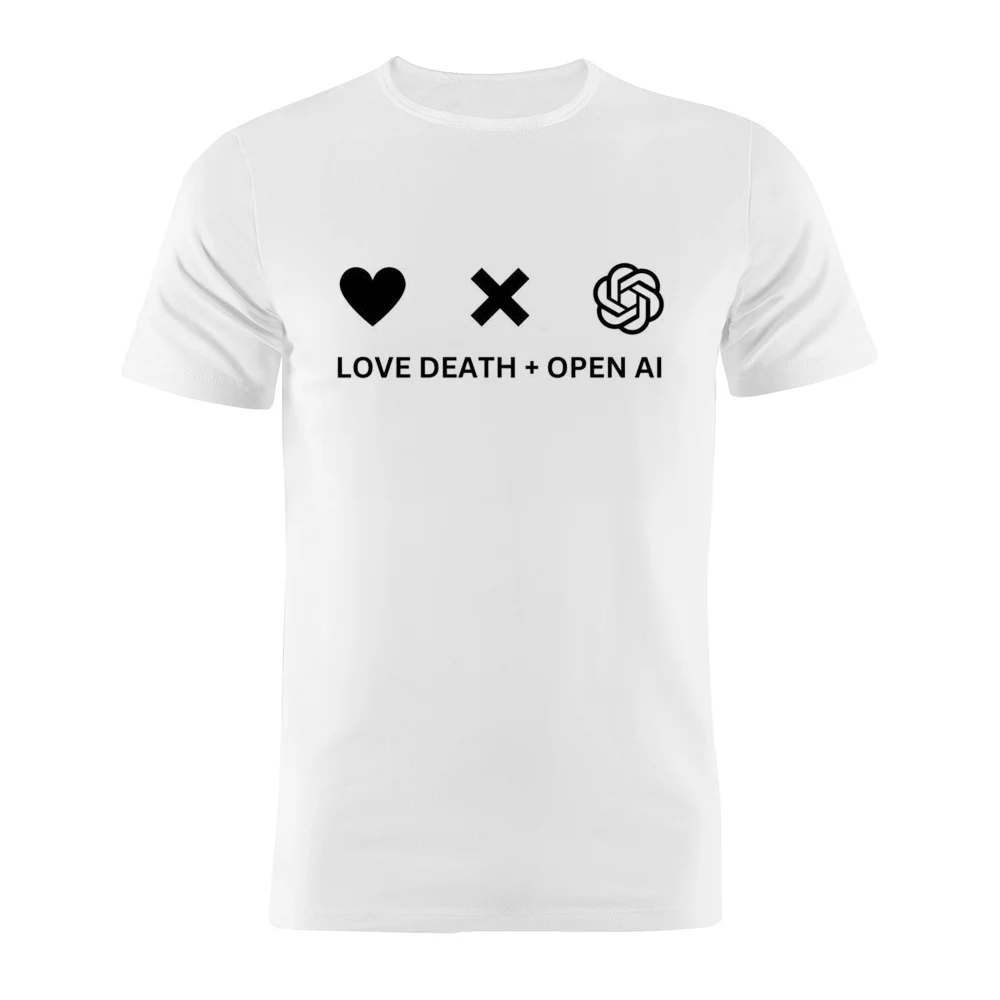 OpenAI Love Death ChatGPT Silhouette Gift Graphic Tshirts Programmer Boyfriend Fashion Casual T-shirt Men Clothing