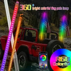 2PCS 1.8FT LED Whip Light Universal RGB LED Flagpole Lamp Colorful Antenna Driving Decorative Light For Car SUV ATV UTV RZR 12V