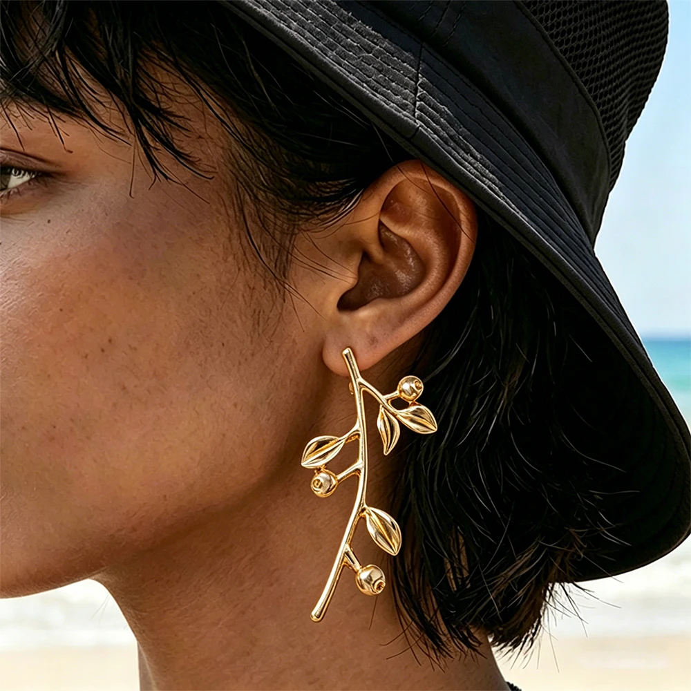 2026 New Design Metal Leaf Earrings for Women Vintage Statement Jewelry Gifts