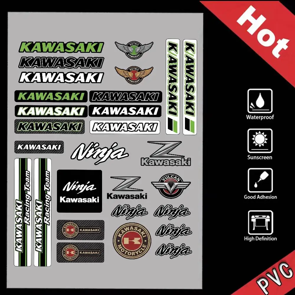 FOR KAWASAKI MOTO Waterproof Reflective Scratch Cover Sticker Universal Decor Decal For Car Motorcycle Helmet Refrigerator