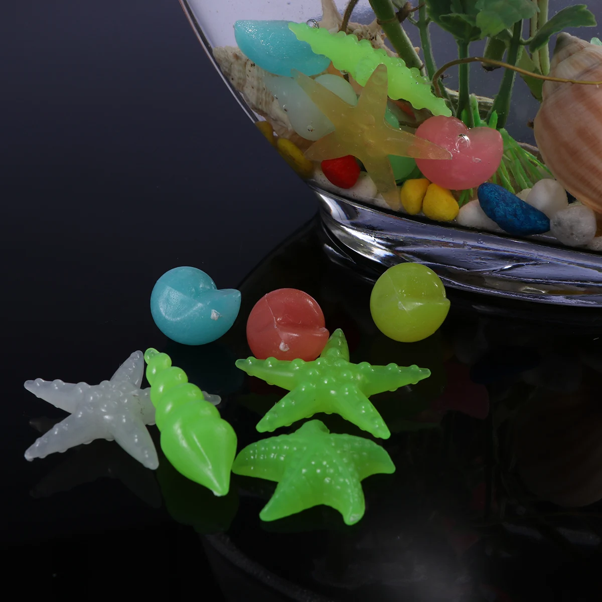 

60 Pcs Pebble Stones For Fish Tank Stones Colorful Fluorescent Pebbles for Aquarium Yard Garden Luminous Cobblestone Night