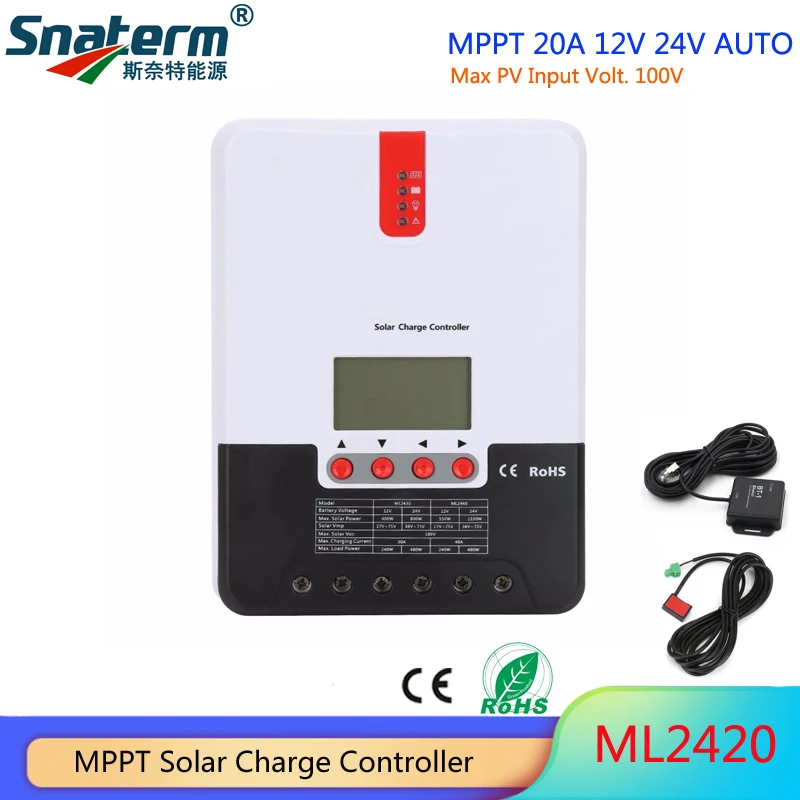 High quality 20A 12V24V Auto MPPT Solar Charge controller with LCD display Solar charger Regulator Max PV input voltage 100V