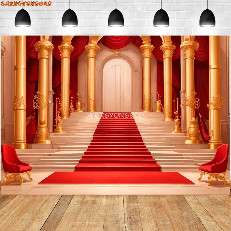 Grand bâtiment d'escalier recouvert de tapis rouge avec des décors de photographie de scène de lustre TW-01 Fond de convocation de luxe de mariage