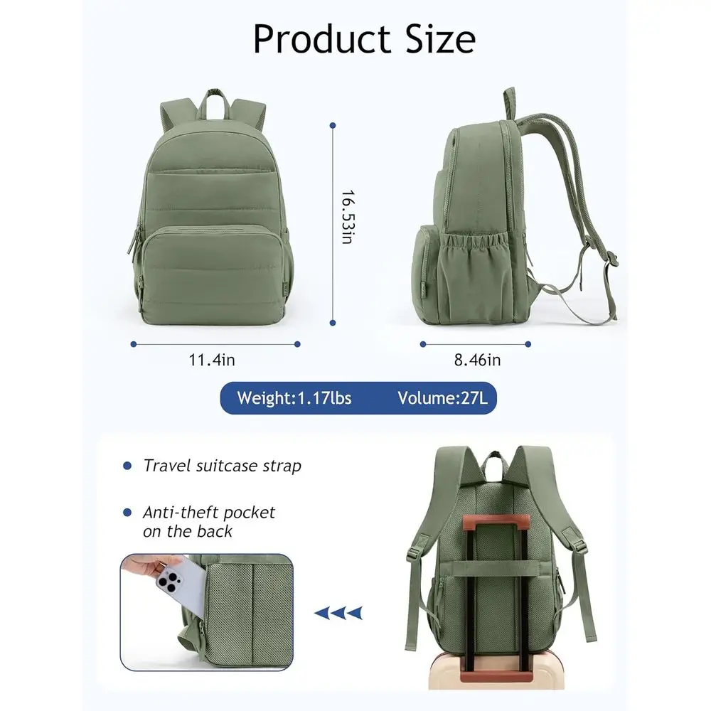 Женский рюкзак для ноутбука 15,6 колледжа — водостойкий и милый стеганый дизайн