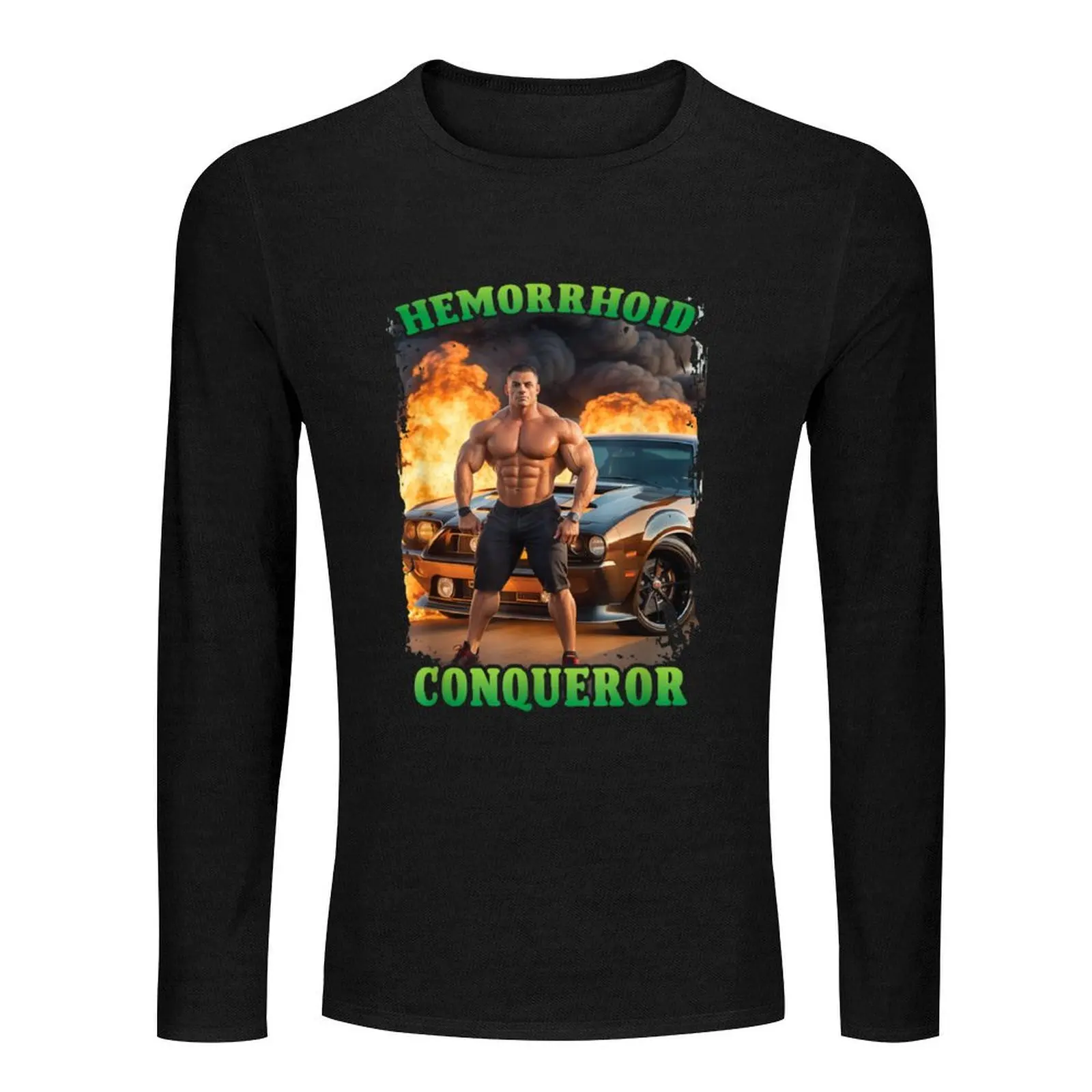 Hemorrhoid Conqueror Funny Meme Weird Offensive Cringe Joke Long T-Shirt custom t shirt plain black t shirts men