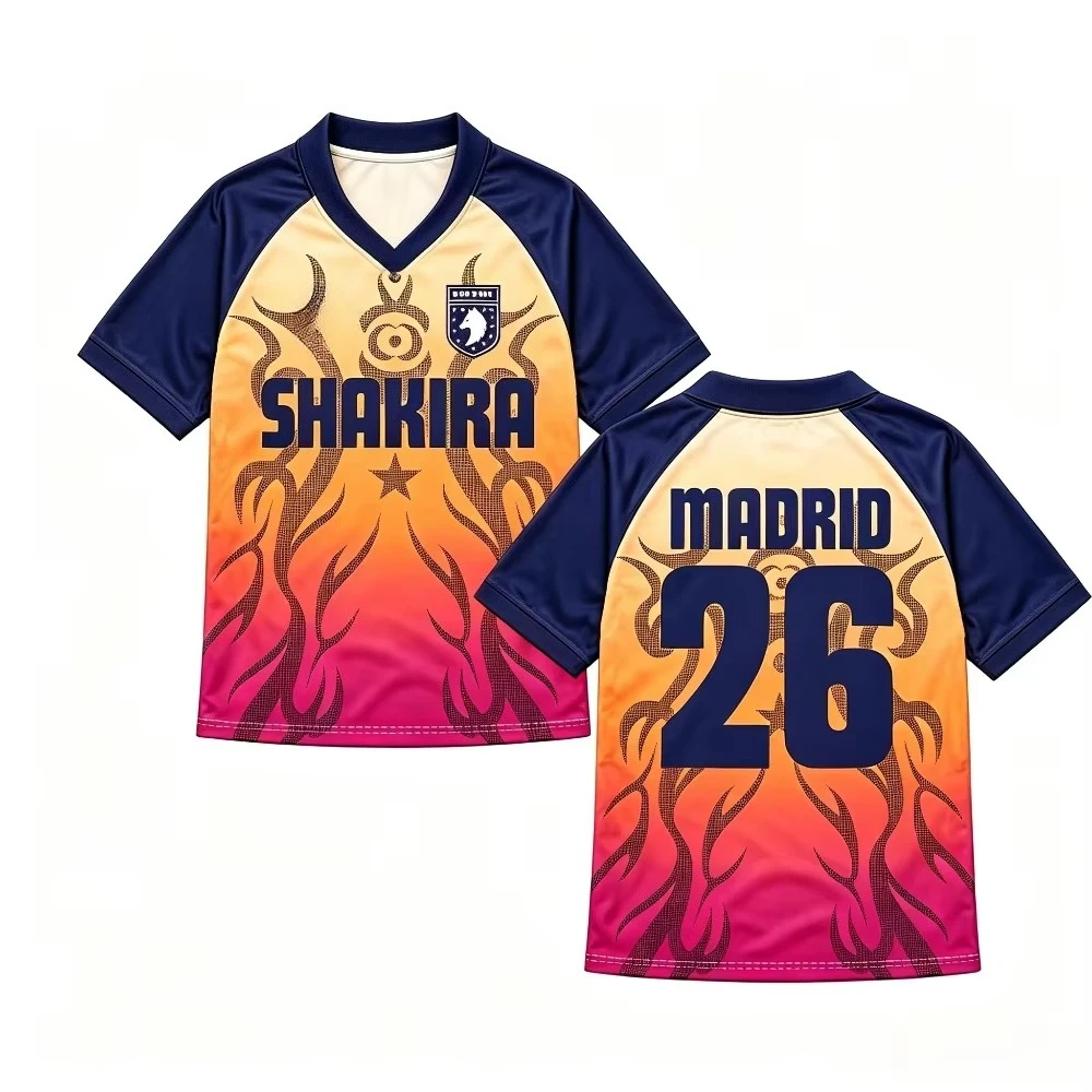 2026 Europe Shakira LMYNL Las Mujeres Ya No Lloran World Tour Madrid Spain Navy Soccer Jersey Men Women Unisex Family T-shirt