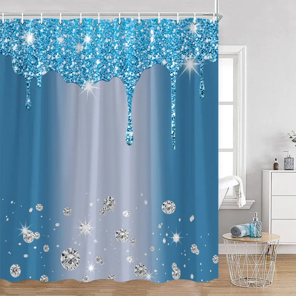 Glitter Shower Curtains Dripping Glitter (No Sequin) Shining Diamond Elegant Bathroom Decorations Polyester Fabric Bath Curtain