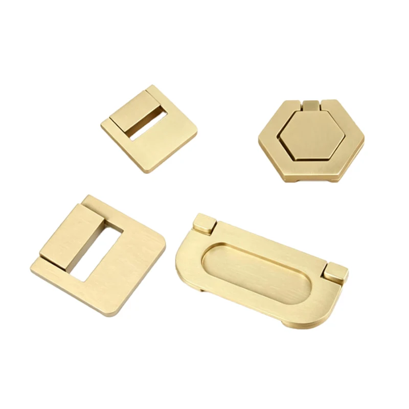 1/2PCS Brass Cabinet Drawer Handle 32mm~75mm Width Simple Wardrobe Solid Small Pull Ring Furniture Handle Hardware Accessories
