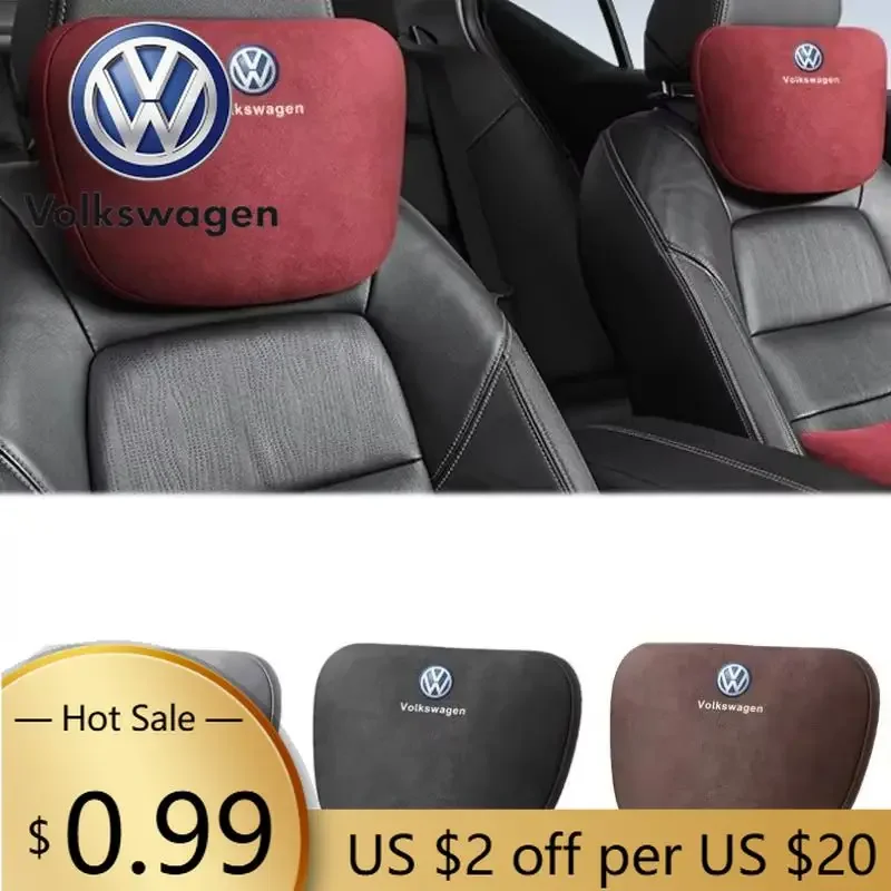 

Подушка-подголовник из замши для автомобиля Volkswagen (VW) с ремнем для Passat, Santana, Touareg, Tiguan, Golf, Bora