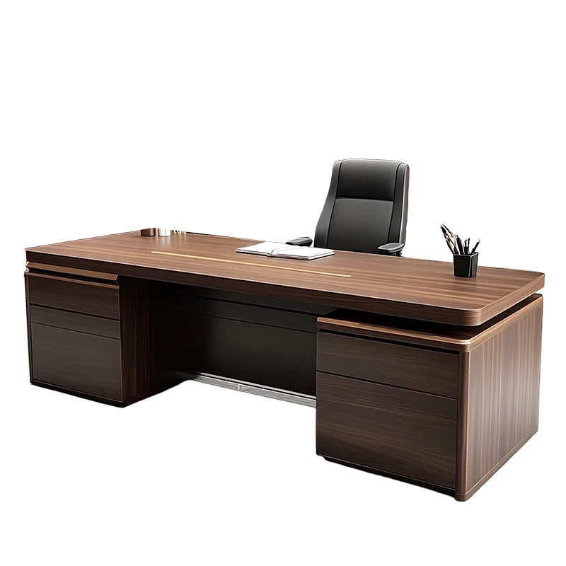 

New Chinese-style solid wood office desks and chairs, black walnut president desk