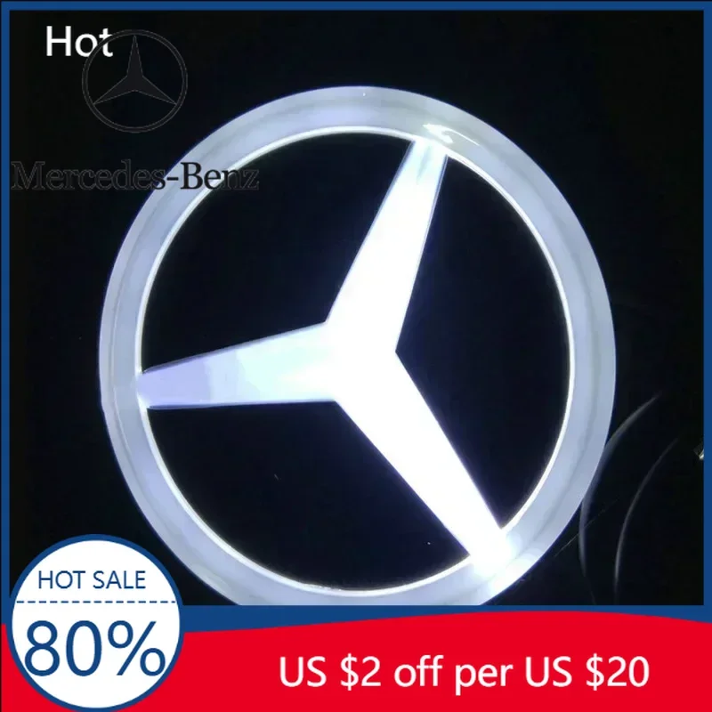 

Hot Car Sticker 9.5cm Car Rear Trunk Emblem ABS LED Badge Light Accessories for Mercedes Benz S350 S300L S A B C E Class GLA GLK