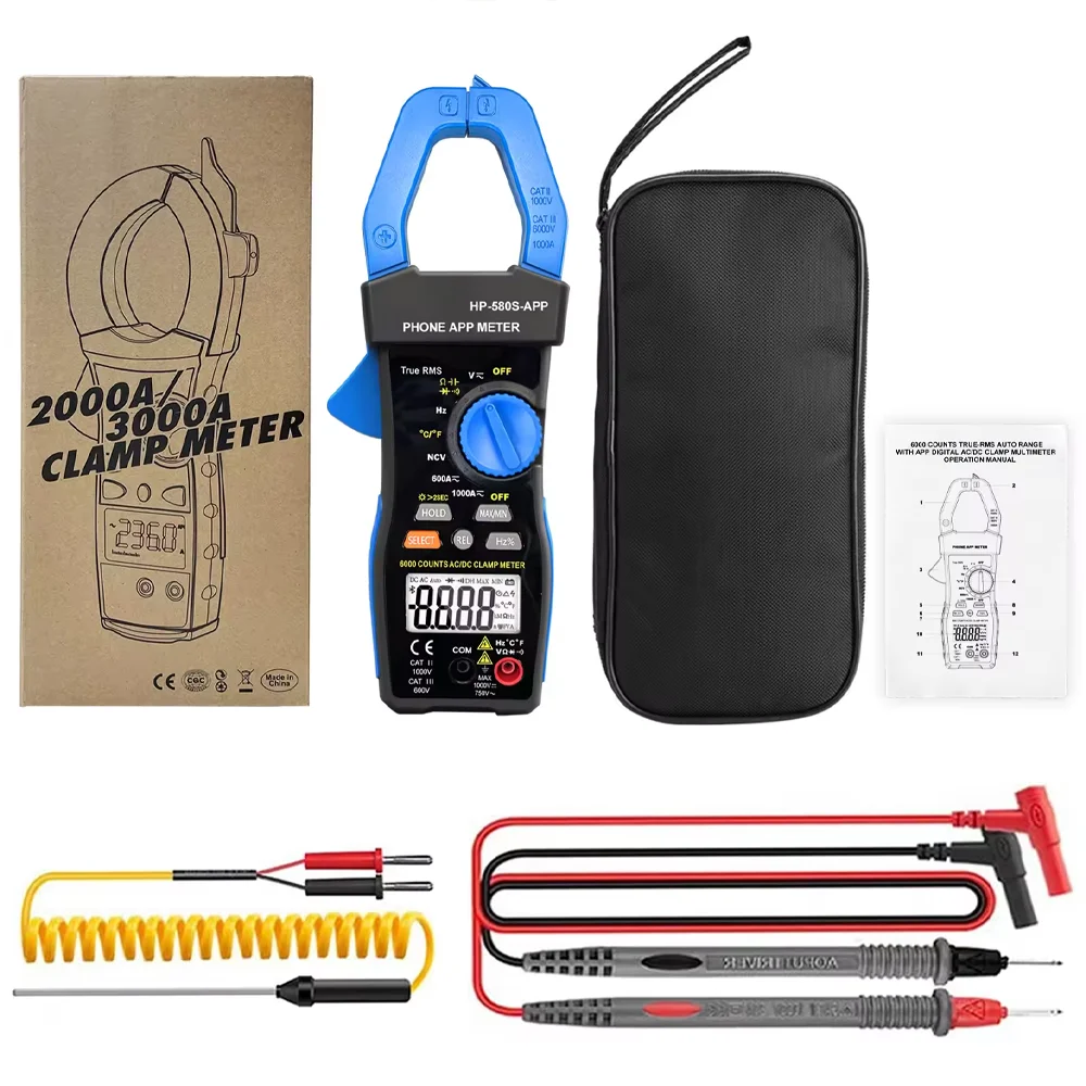 Instruments électrottechniques de maintien de données d'ouverture de mâchoire de 45mm Multimètre HP-580S-APP de pince de Digital AC/DC avec la connectivité de Bluetooth