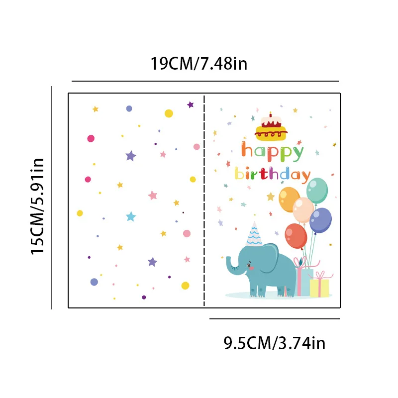6 cards+6 envelopes Birthday greeting cards English blessings small cards Party decoration cards with envelopes，gift