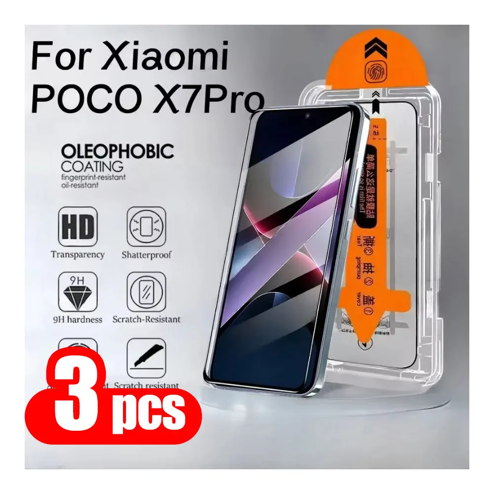 

1-3PCS HD Screen Protector For Xiaomi Poco X7 Pro X6 Dust Free Easy Installation For Xiaomi Poco F6 F7 ProTempered Glass Clear