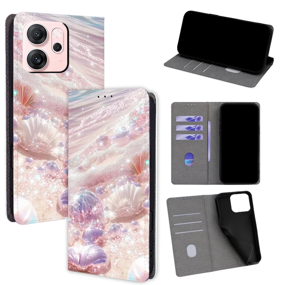 

Красочный пляжный магнитный флип-чехол для телефона Huawei Mate 80 Pro Max 70 60 Pro+ 50E 40 20 10 Pro со встроенными слотами для карт-кошелька