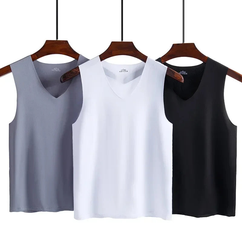 

Summer Plus Size Men Clothing Tank Tops Sleeveless bottoming Fitness Men Vest Casual Vest Seamless breathable sports undershirt