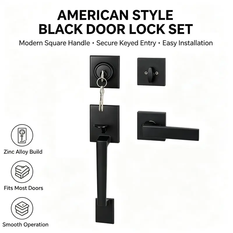2026 New Exterior Door Handle Knob Set& For Bathroom Front Door Door Lock Kit For Thick Interior Bedroom Wooden Doors Lockset