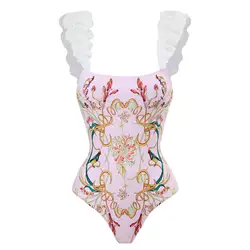 Bikini de una pieza con lazo para mujer, de estilo Retro traje de baño, elegante, brasileño, de lujo, novedad de verano, 2024