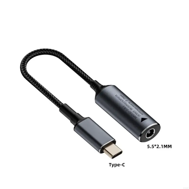 K32C 17.50cm Long Converters Cable Power Adapter Cord DC5525/5521/Square Port to Type C PD140W Charging Wire Short Line