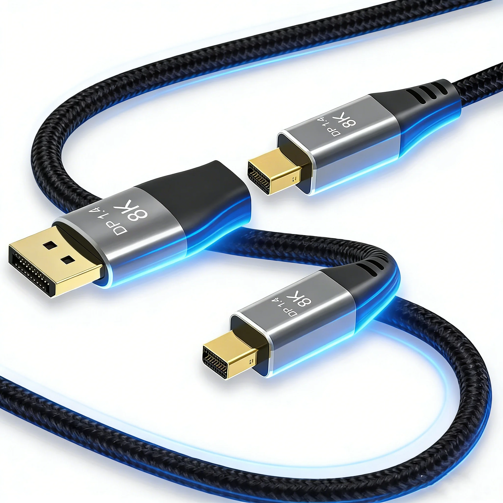 Mini DisplayPort Cable DP to Mini DP 8K@60Hz 4K@120Hz With Mini DisplayPort to DP Female to Male Adapter for Thunderbolt 2