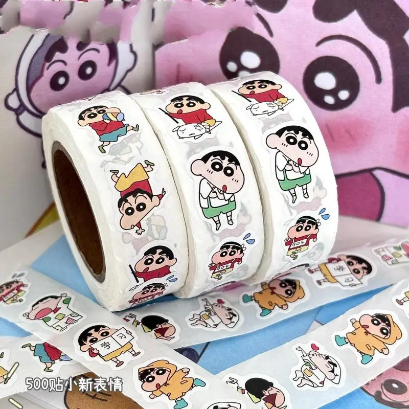 Crayon Shin Chan Kawaii Stickers Anime Cute Cartoon Bandai Adhesive Tape Self-Adhesive Ledger Decorative Dot Sealing Tape