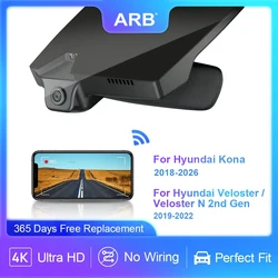 ARB 4K Car DVR for Hyundai Kona/Kona Electric 2018-2026 & Veloster/Veloster N 2019-2022, OEM Style Dash Camera WIFI APP LHD