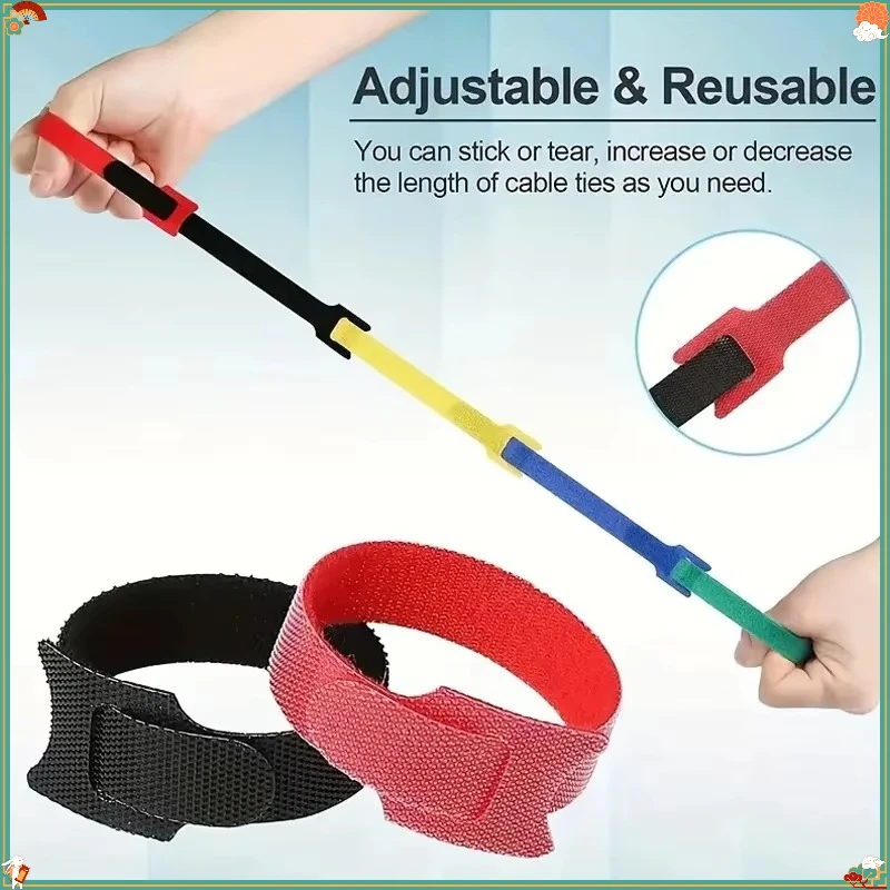 Reusable Hook and Loop Cable Ties Fastening Straps Multi-Purpose Wire Organizers for Computer/TV/Electronic Devices