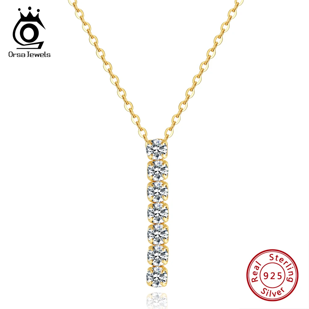 

ORSA JEWELS 925 Sterling Silver Brilliant Cubic Zirconia Neck Chain 3*3mm Tassels Tennis Necklaces for Women Jewelry Gifts SN346