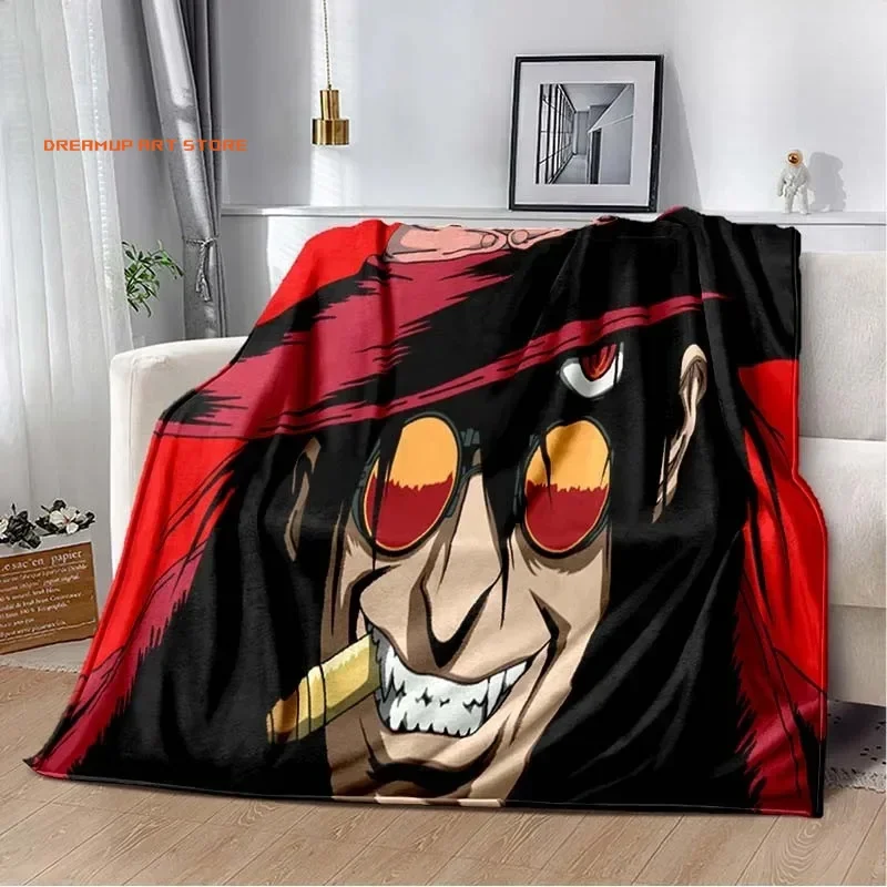 2026 Fashion HD Print Anime Hellsing Blanket Bedroom Sofa Soft Bed Sheet Outdoor Camping Picnic Plush Sleeping Blanket Birthday