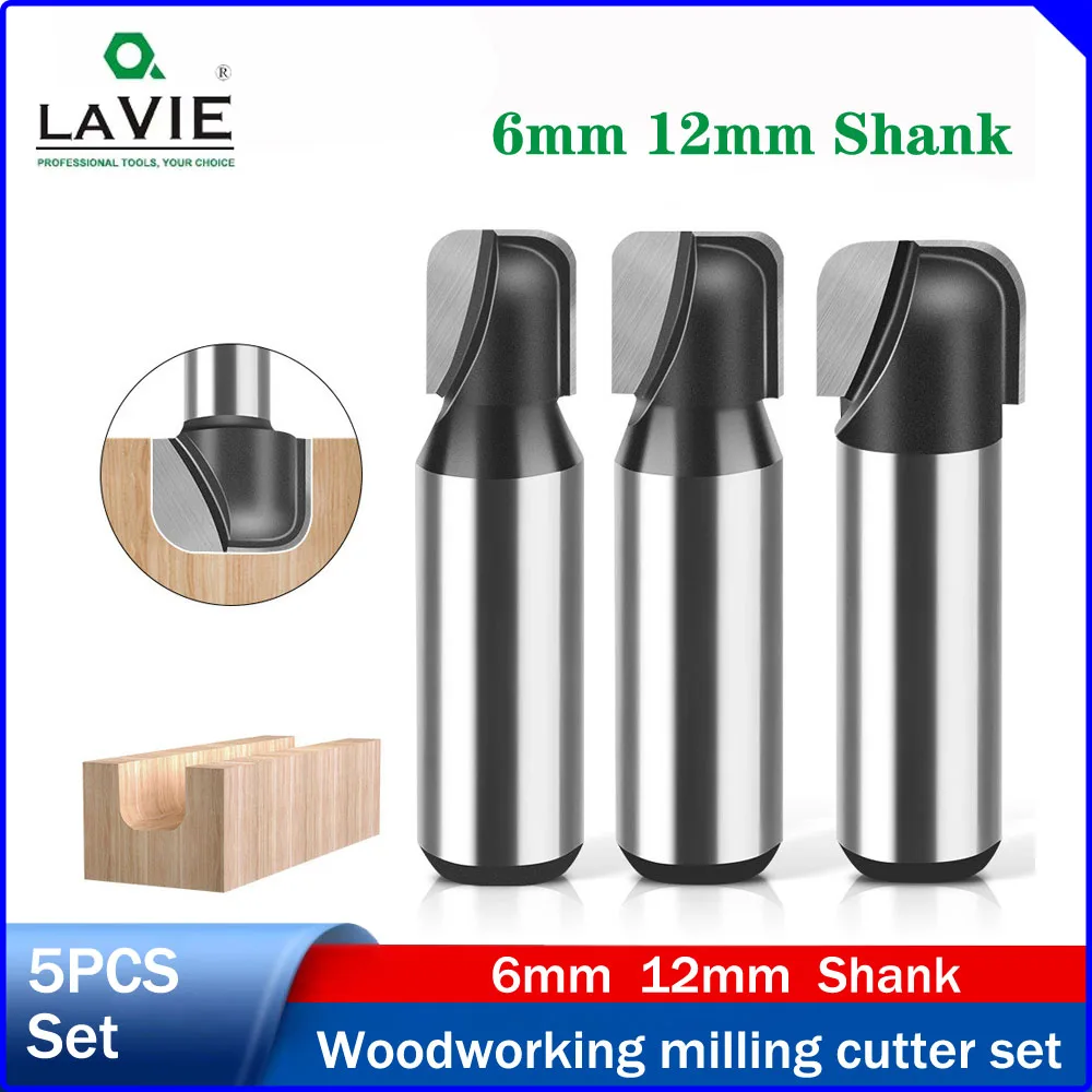 

LAVIE 6/12mm Shank Double Arc Round Bottom Router Bit,Wood Grooving Cutter,Linear Profile Bit for Electric Router,Engraving