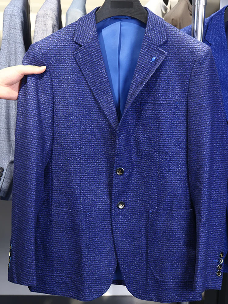 Homesi ربيع الخريف الشباب الرجال تنوعا 43 بدلة صوفية Jaet فضفاضة تناسب عادية طويلة Sve اثنين زر الياقة الكلاسيكية #1