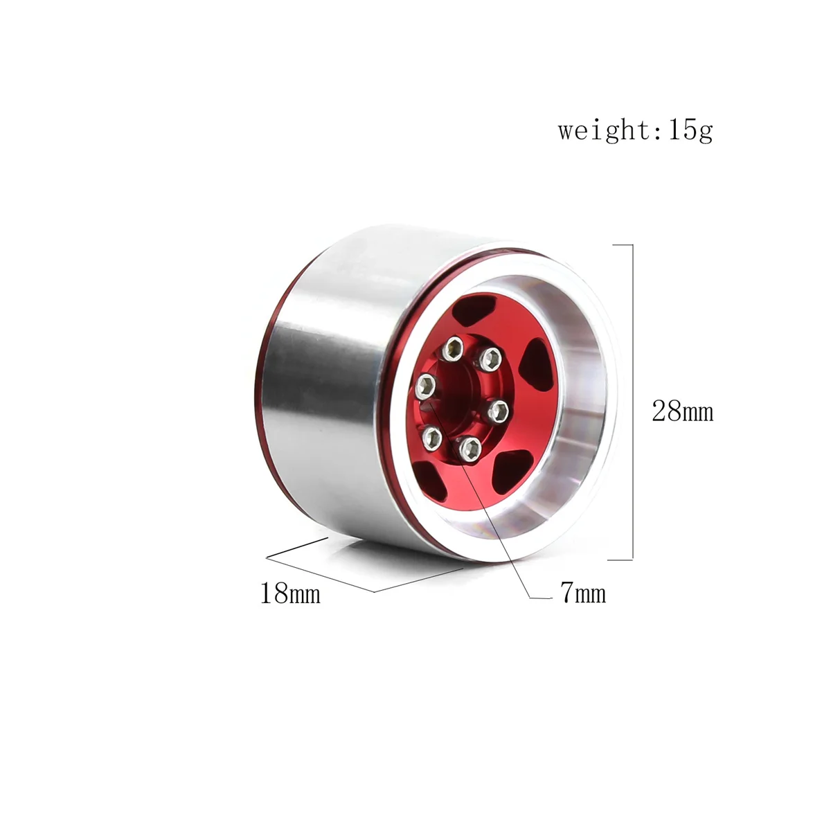 4PCS 1.0 Inch Aluminum Alloy Beadlock Wheel Hub Rims for RC Crawler Car Axial SCX24 1/18 TRX4M Wheels Parts, Red