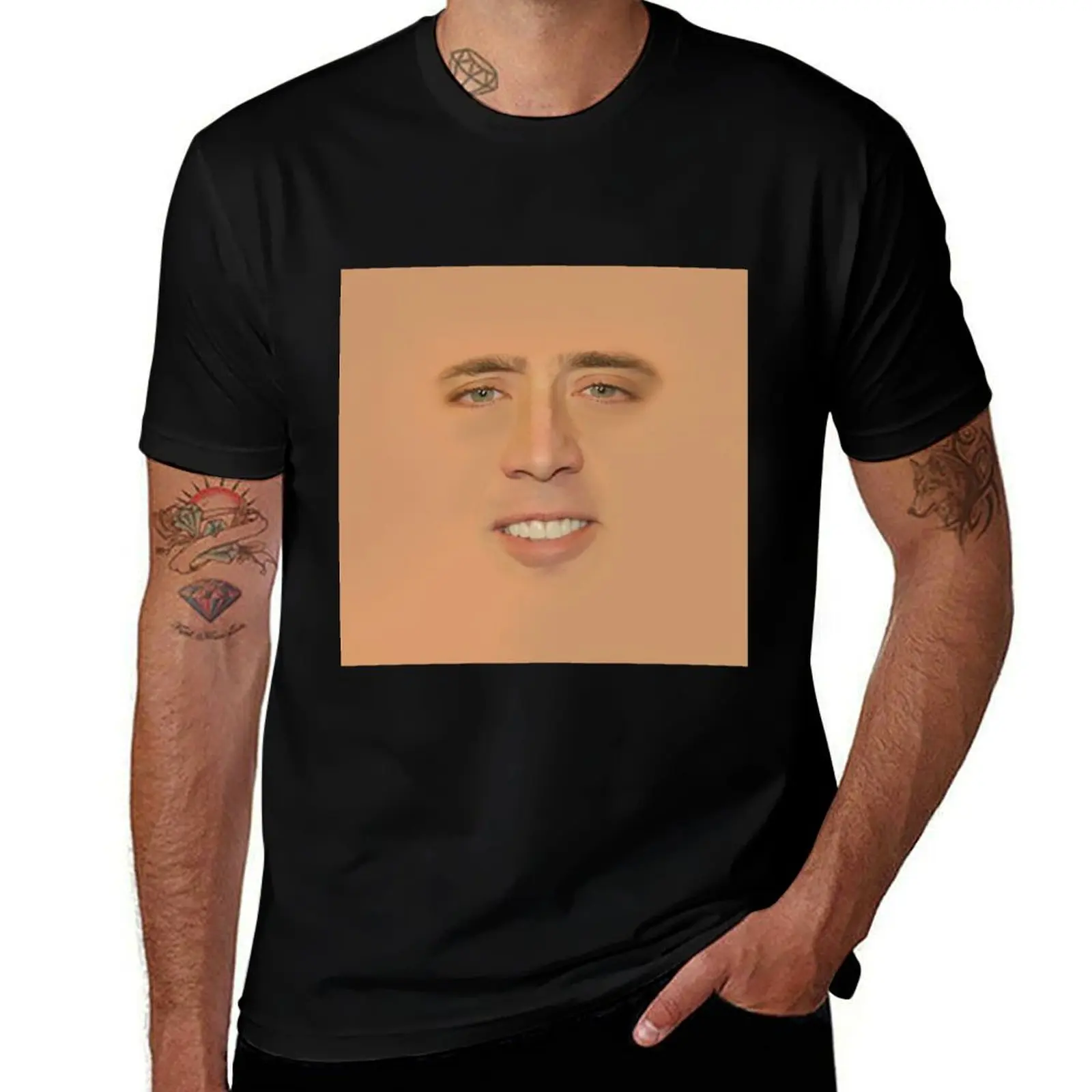 

Nicolas cage Giant Face T-Shirt Art Pattern Printed Casual Top