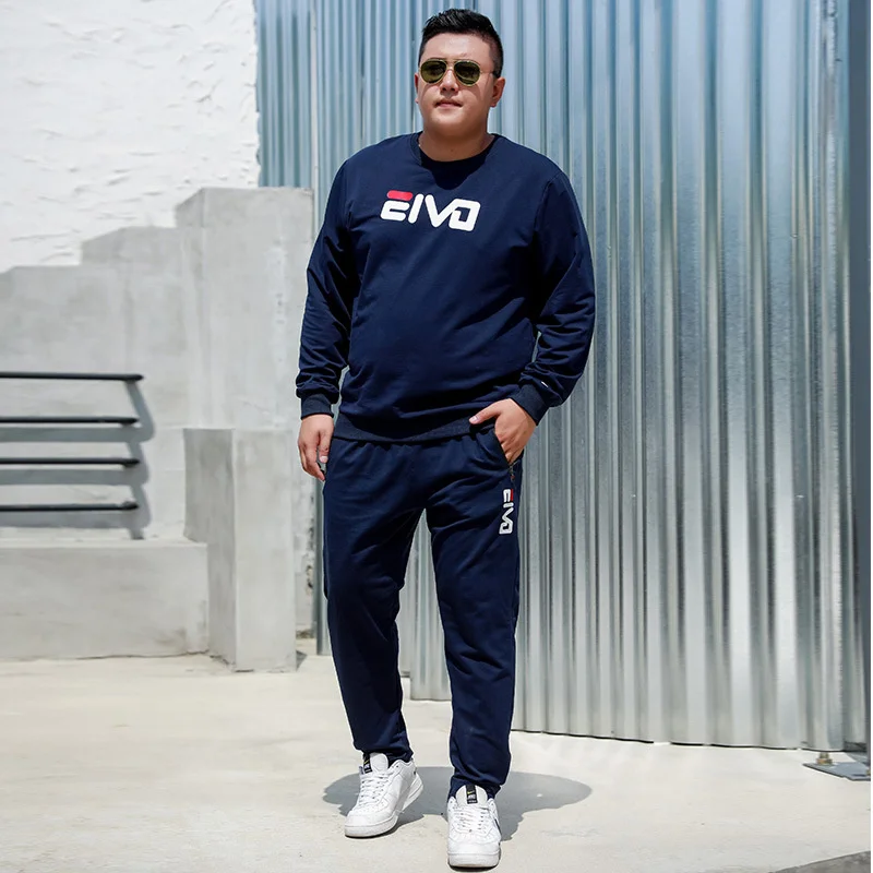 Men Tracksuit Sets Sport Oversized Sweatshirt White 2 Piece Winter Fleece Jogger Pants Spring Plus Size 6XL 8XL 9XL Clothing