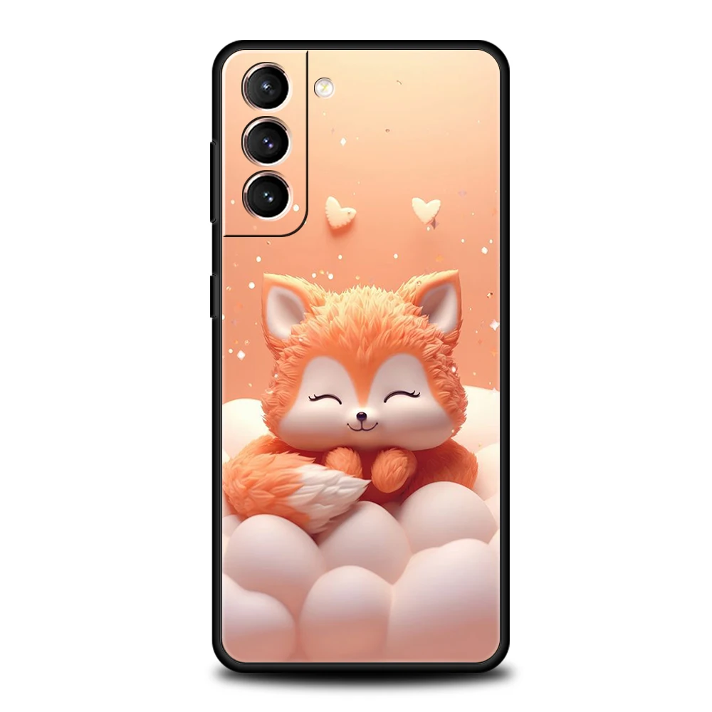 Cute Animal Fox Phone Case for Samsung Galaxy S24 S23 S22 S20 S21 FE Ultra S10 S10E S9 S8 Plus 5G Soft TPU Cover Shell Capas Bag