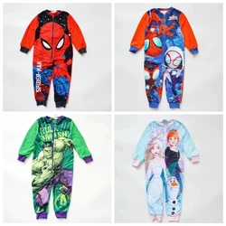 Spring Autumn Baby Rompers Boy Girl Jumpsuit Long Sleeve Cartoon Spider Man Hulk Frozen Anna Elsa Print Pajamas Kid Outfits 2-8T