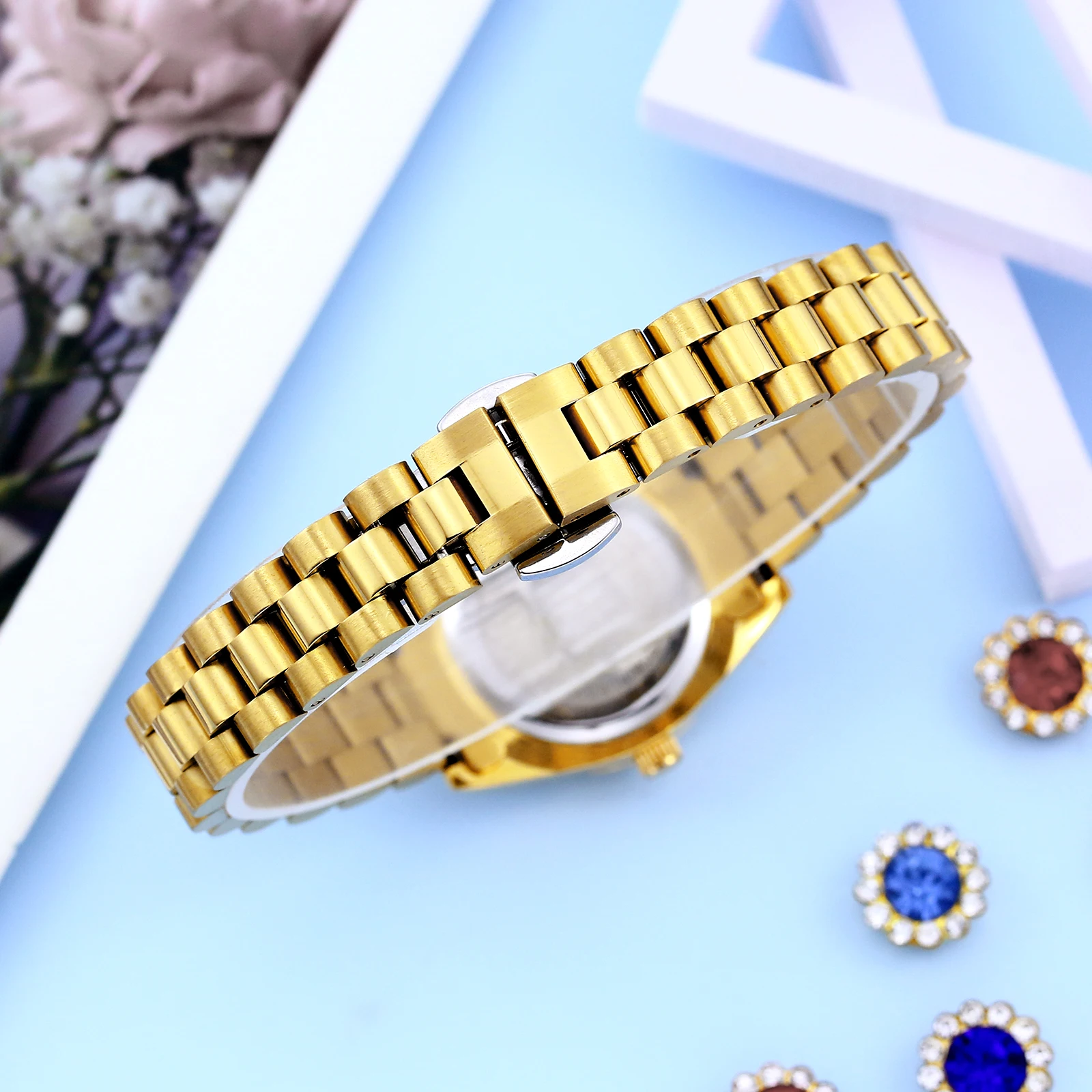 Elegant Ladies Quartz Watches With Calendar Gold Business Small Wrist Women Dress Watch Waterproof Wristwatches Gift For Female