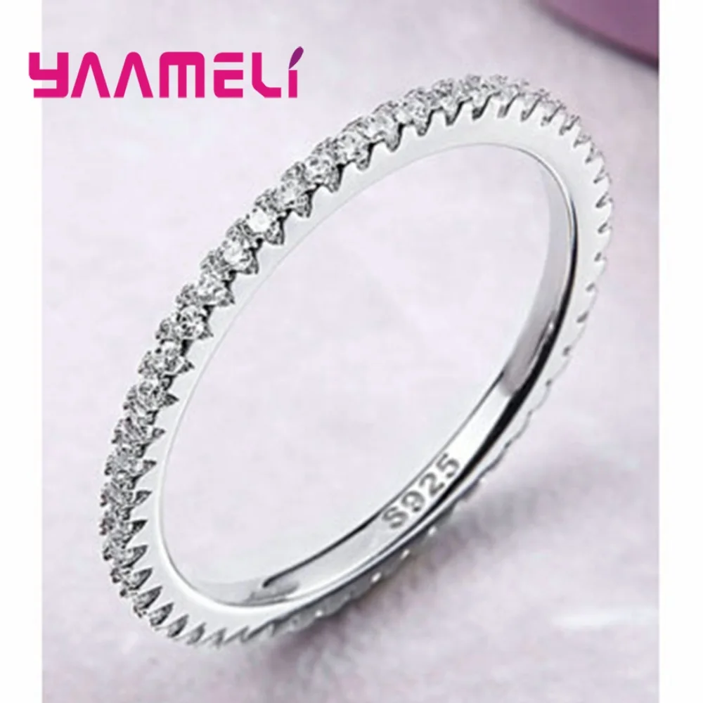 Fashion 925 Sterling Silver Crystal Finger Rings For Women Girls Wedding Engagement Rhinestone Trendy Jewelry Wholesale