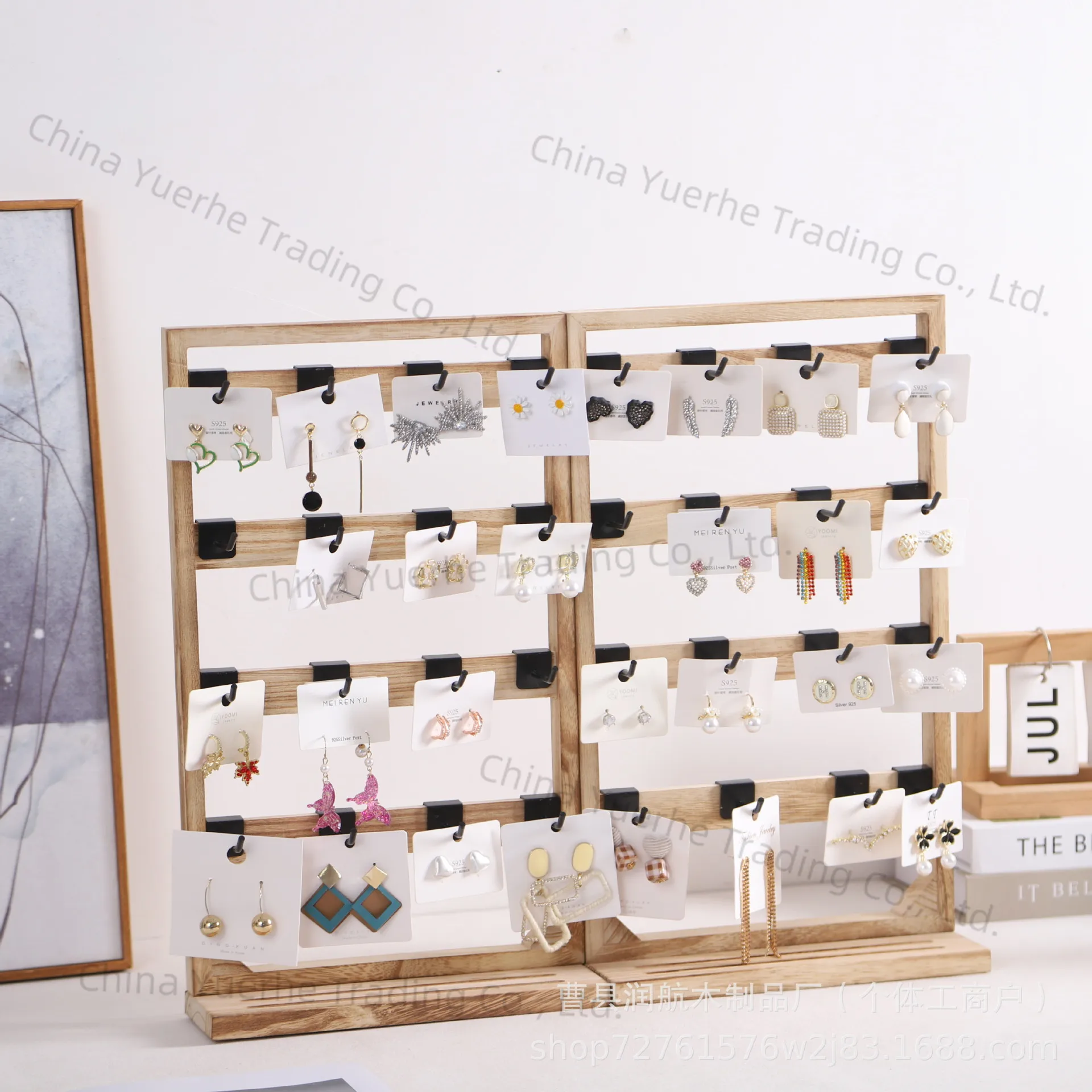 

Подставка для сережек Складная многослойная стойка из цельного дерева с вешалкой-крючком Креативные украшения Шпилька для хранения ювелирных изделий