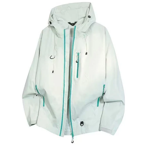 Imagen 2 del producto Chaqueta de lluvia para hombre, cortavientos ligero, abrigos de ciclismo con capucha, impermeable resistente al agua para exteriores, para senderismo, viajes, Camping