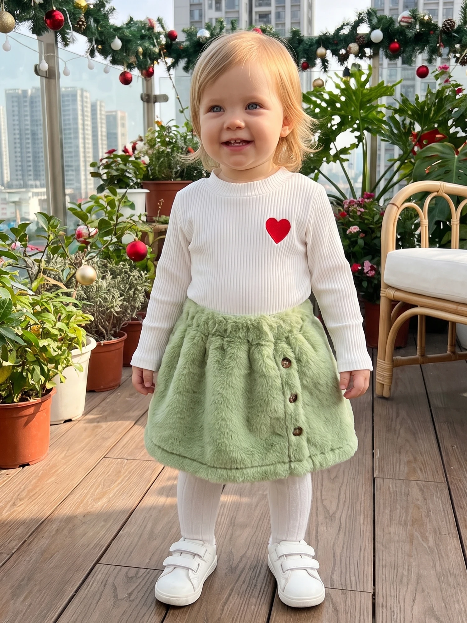 Holiday Girl-Christmas-Dress Toddler Long Sleeve Embroidery Sleeve Heart Compact Toddler Girl Christmas