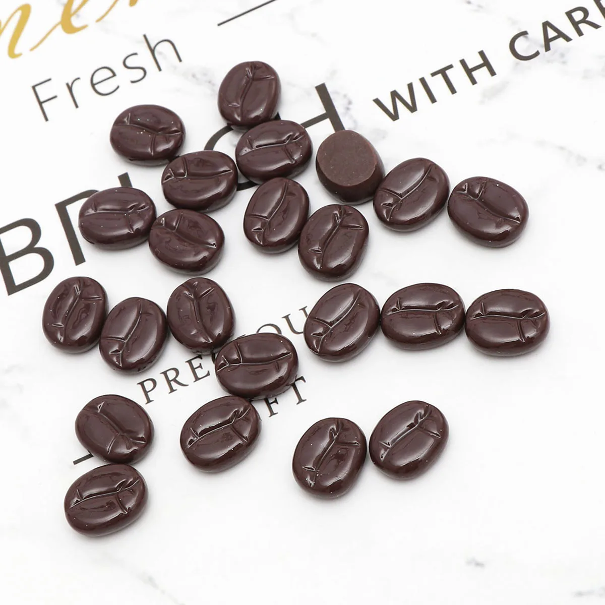 20Pcs Simulation Miniature Coffee Beans Resin Flatback Cabochon Artificial Food  DIY Crafts Scrapbooking Phone Decor Accessories